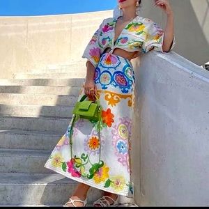 Cut out dress wide sleeve vintage